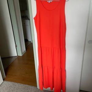 Elizabeth and James Sleeveless Coral Orange Red Long Maxi Dress Large